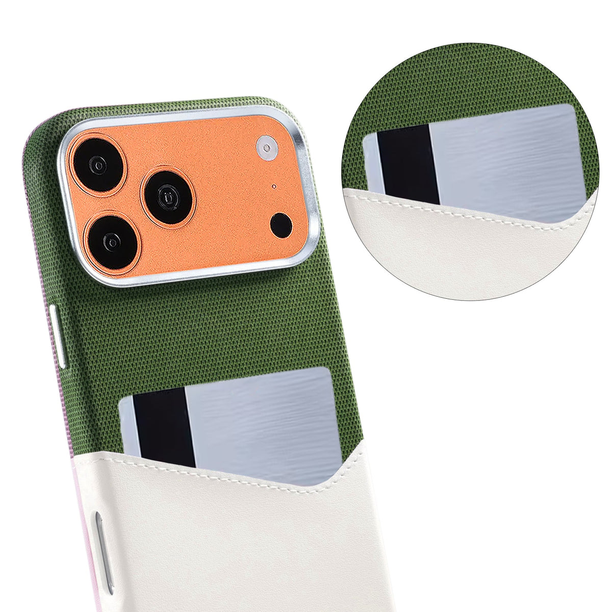 iPhone 17 Pro Max/iPhone 18 Pro Max Deksel i skinn Kortholder MagSafe Hvit