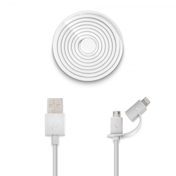 Usbepower DUO Micro-USB/Lightning Kabel 1.2 meter Vit