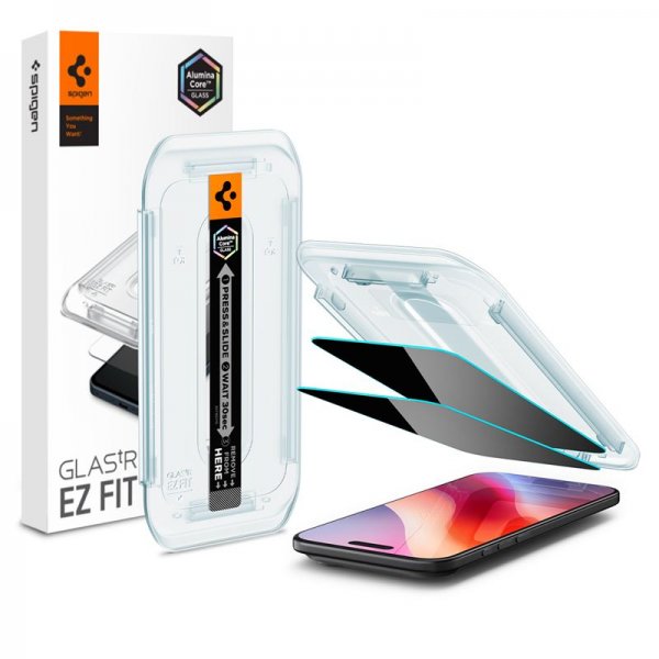 Spigen iPhone Air Skjermbeskytter GLAS.tR EZ Fit Privacy 2-pakning