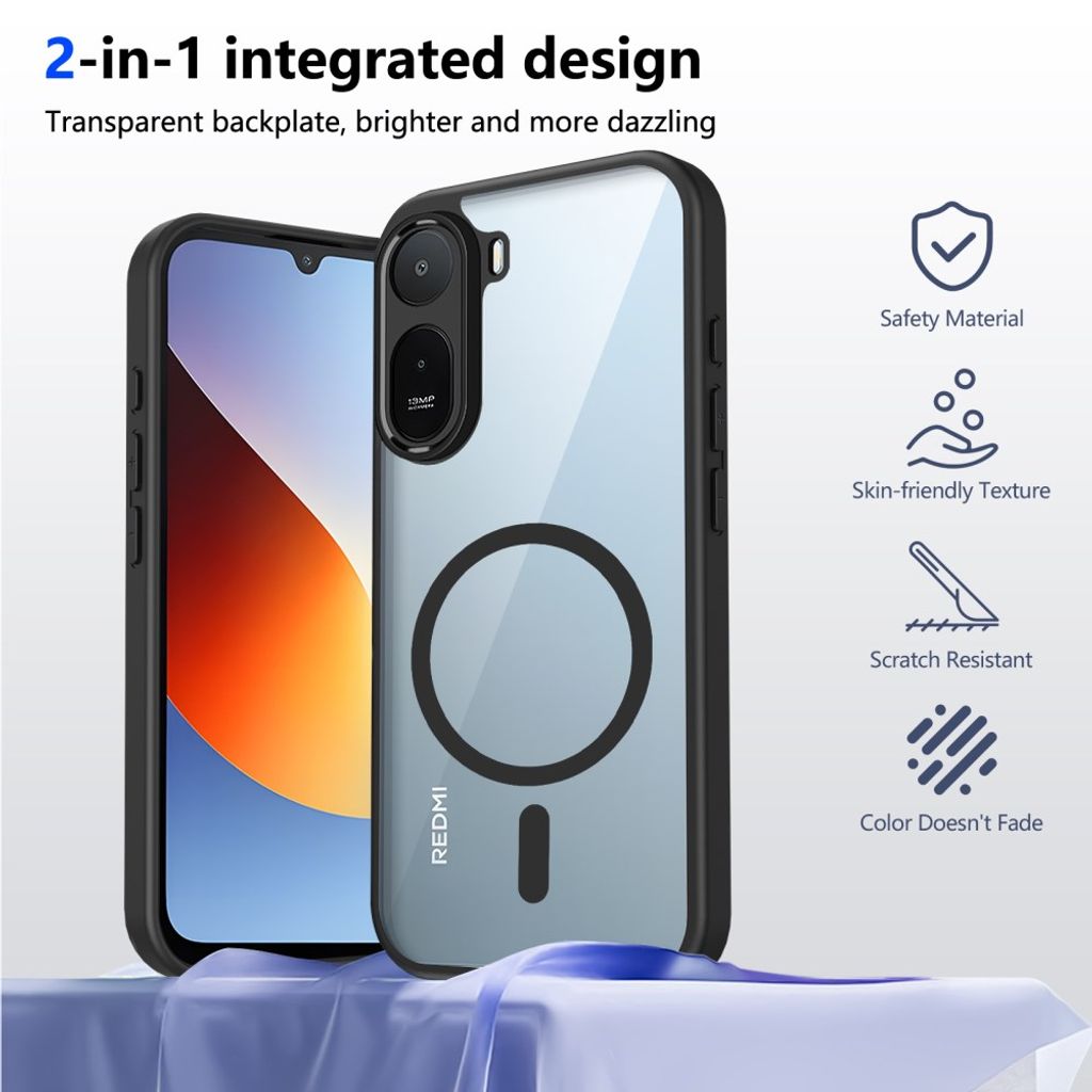 Xiaomi Redmi A7 Pro Deksel Klar Bakside MagSafe Svart