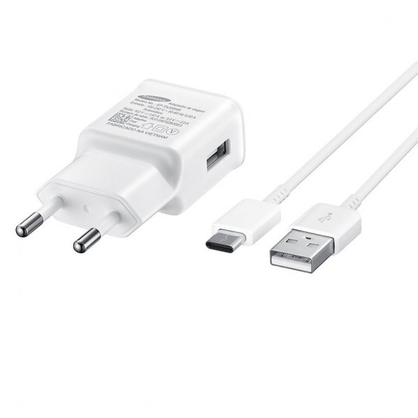 Samsung EP-TA20EWE LaddningsAdapter + USB Type-C Kabel 1.2m Hvit