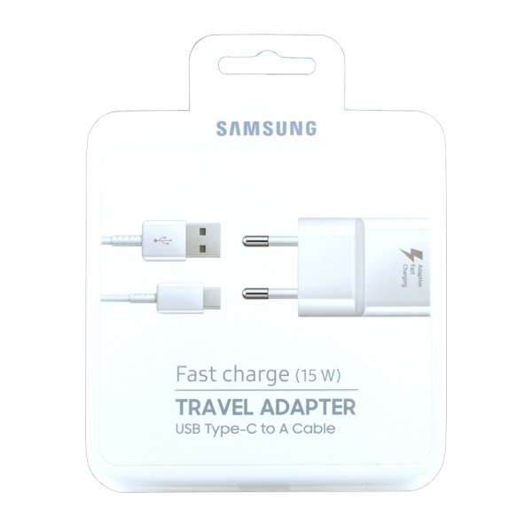 Samsung EP-TA20EWE LaddningsAdapter + USB Type-C Kabel 1.2m Hvit