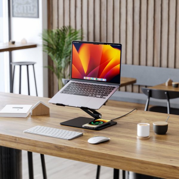 ALOGIC Elite Power Laptopstativ med Trådløs Lader Svart