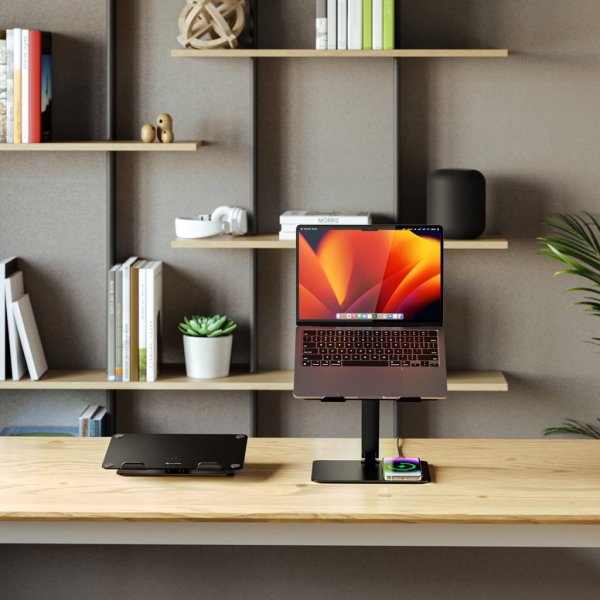 ALOGIC Elite Power Laptopstativ med Trådløs Lader Svart