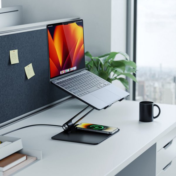 ALOGIC Elite Power Laptopstativ med Trådløs Lader Svart