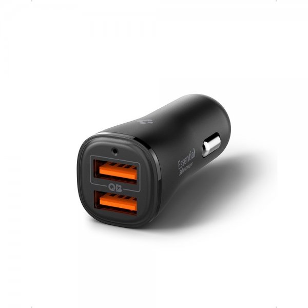 Spigen Essential Mobillader til bil 30W 2xUSB-A Svart