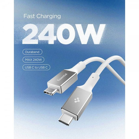 Spigen Essential Kabel Fabric USB-C/USB-C 240W 1.5m Hvit