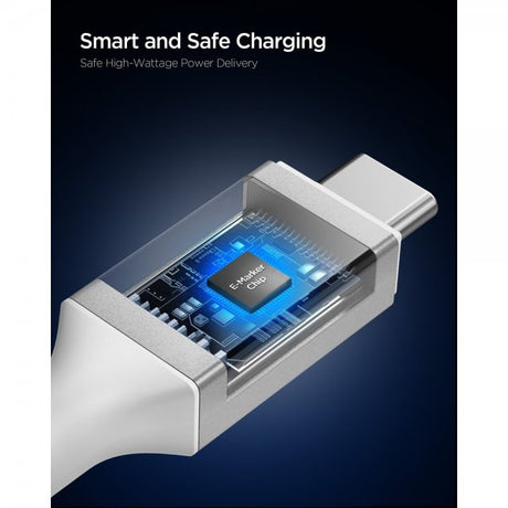 Spigen Essential Kabel Fabric USB-C/USB-C 240W 1.5m Hvit