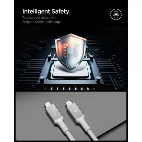 Spigen Essential Kabel Fabric USB-C/USB-C 240W 1.5m Hvit