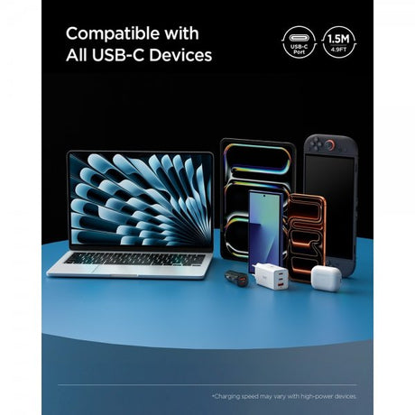 Spigen Essential Kabel Fabric USB-C/USB-C 240W 1.5m Hvit