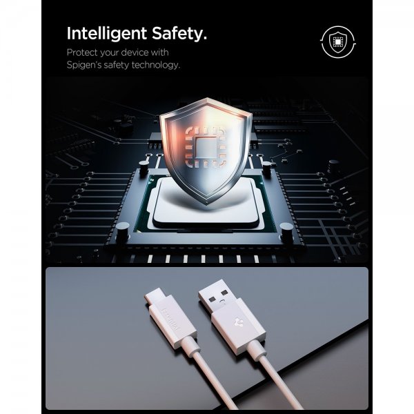 Spigen Essential Kabel USB-A/USB-C 60W 1m Hvit