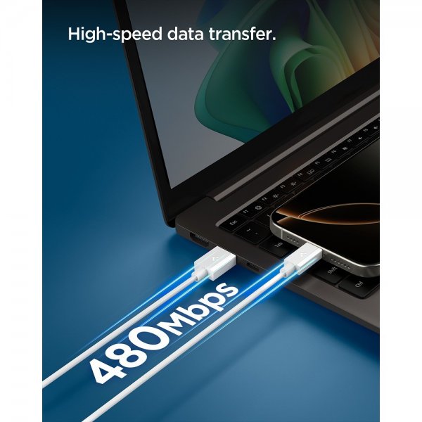 Spigen Essential Kabel USB-A/USB-C 60W 1m Hvit