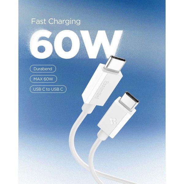Spigen Essential Kabel USB-C/USB-C 60W 1m Hvit