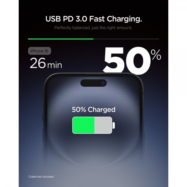 Spigen Essential Lader 20W USB-C Hvit