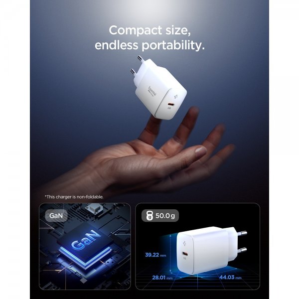 Spigen Essential Lader 20W USB-C Hvit