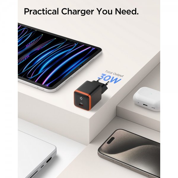 Spigen Essential Lader 30W USB-C Svart