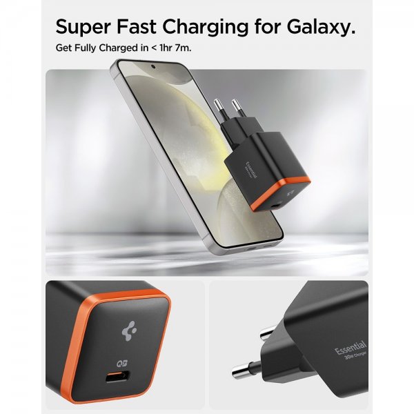 Spigen Essential Lader 30W USB-C Svart