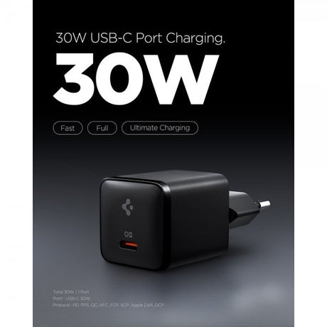 Spigen Essential Lader 30W USB-C Svart