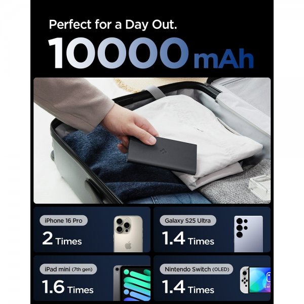 Spigen Essential Powerbank 10 000 mAh 22.5W Svart
