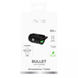 Puro Mobillader til bil Bullet 30W USB-C/USB-A Svart