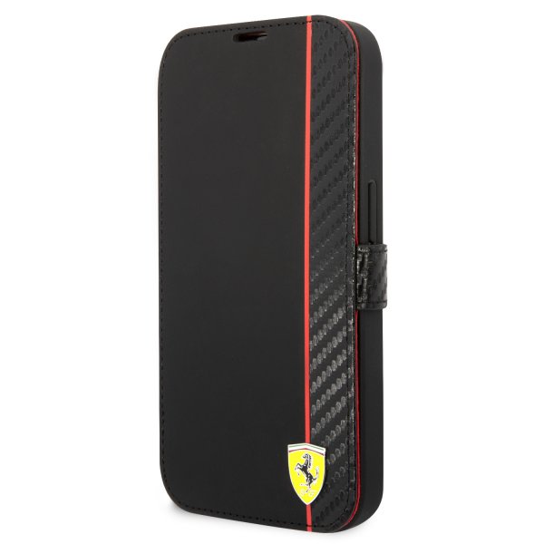 Ferrari iPhone 14 Pro Etui Carbon Effect Metal Logo Svart