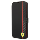 Ferrari iPhone 14 Pro Etui Carbon Effect Metal Logo Svart