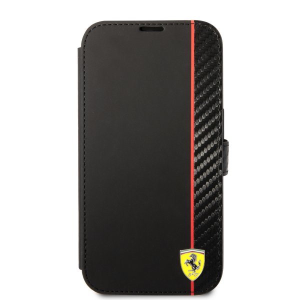 Ferrari iPhone 14 Pro Etui Carbon Effect Metal Logo Svart