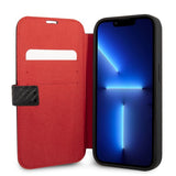 Ferrari iPhone 14 Pro Etui Carbon Effect Metal Logo Svart