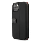 Ferrari iPhone 13 Mini Etui Carbon Effect Metal Logo Vertical Stripe Svart