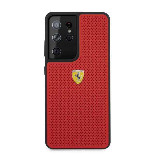 Ferrari Samsung Galaxy S21 Ultra Deksel Logo Perforert Rød