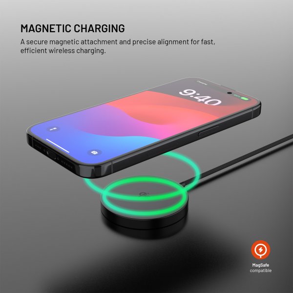 Fixed MagSafe Trådløs lader MagPad Slim 15W Qi2 Svart