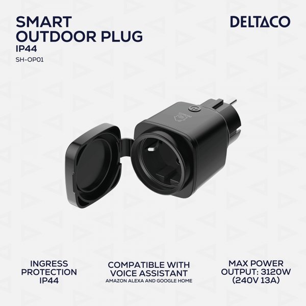 Deltaco Smart Home Smart plugg for utendørsbruk WiFi IP44