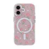iPhone 16 Deksel blomstrete MagSafe Rosa