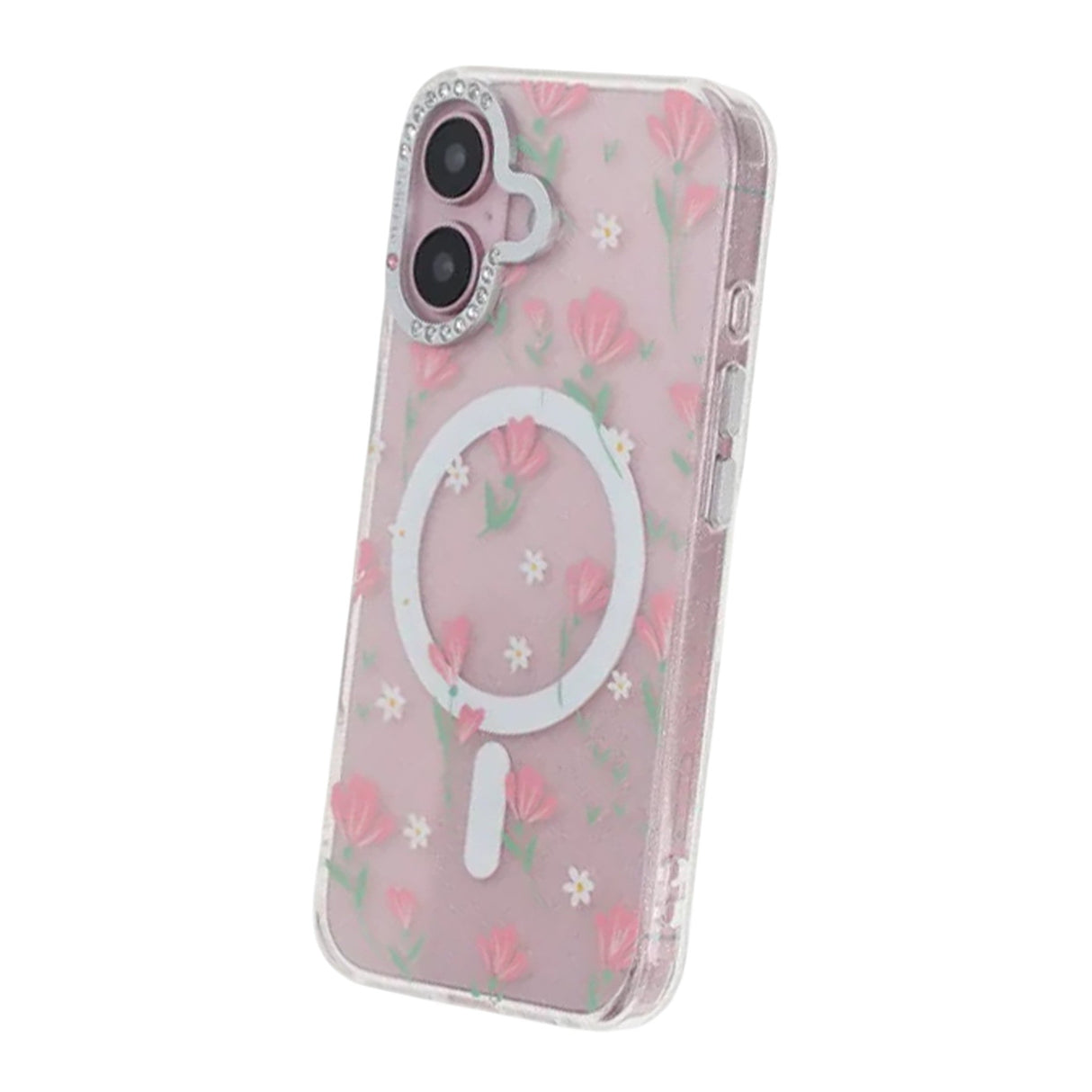 iPhone 16 Deksel blomstrete MagSafe Rosa