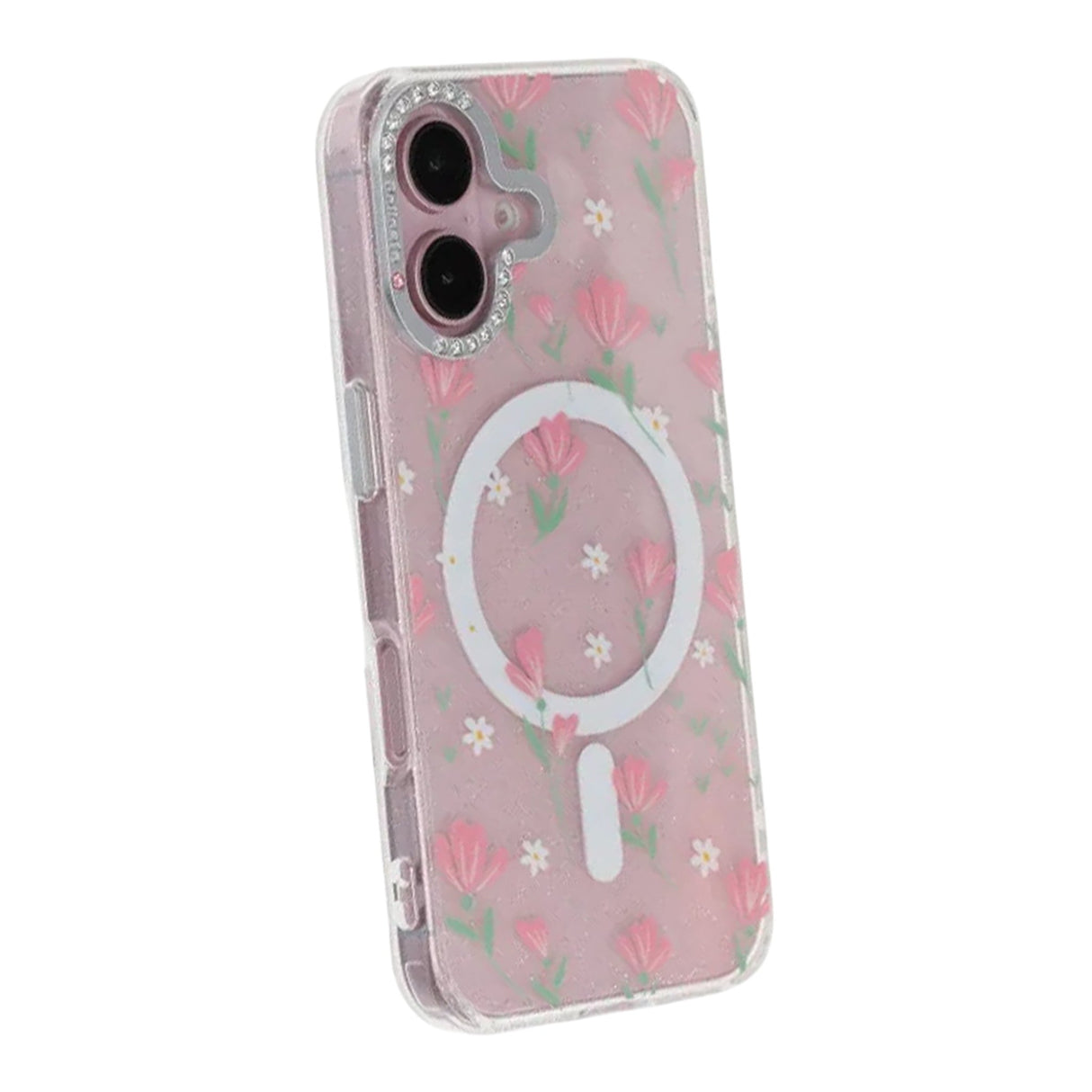iPhone 16 Deksel blomstrete MagSafe Rosa