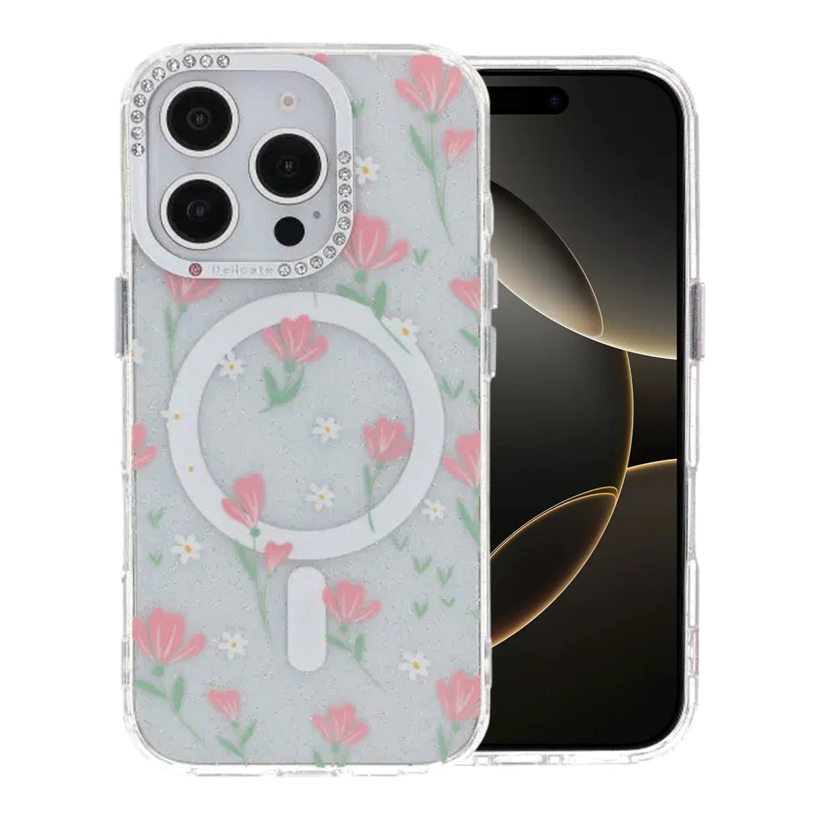 iPhone 16 Pro Deksel blomstrete MagSafe Rosa