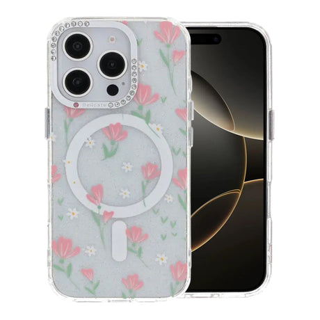 iPhone 16 Pro Deksel blomstrete MagSafe Rosa