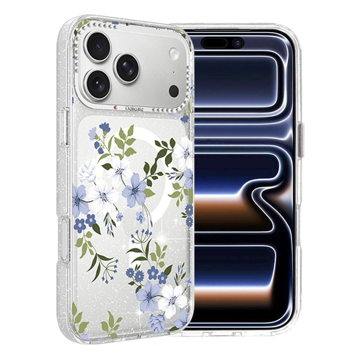 iPhone 17 Pro Deksel Blomstermønster MagSafe Blå