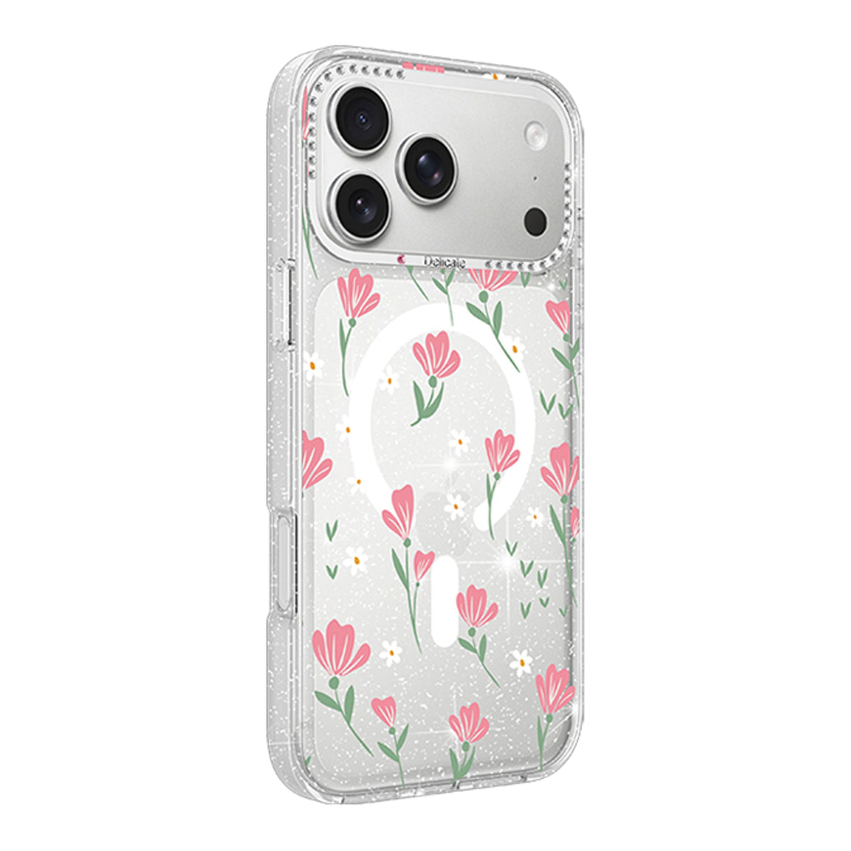 iPhone 17 Pro Max Deksel Blomstermønster MagSafe Rosa
