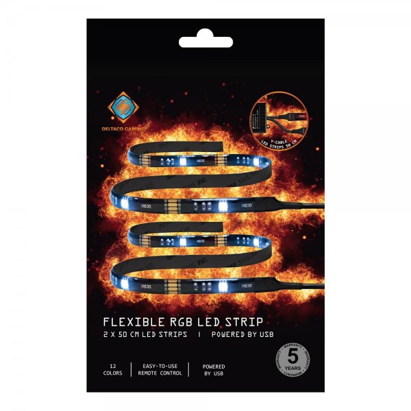 Deltaco Gaming Fleksibel RGB LED Strip 2x50 cm