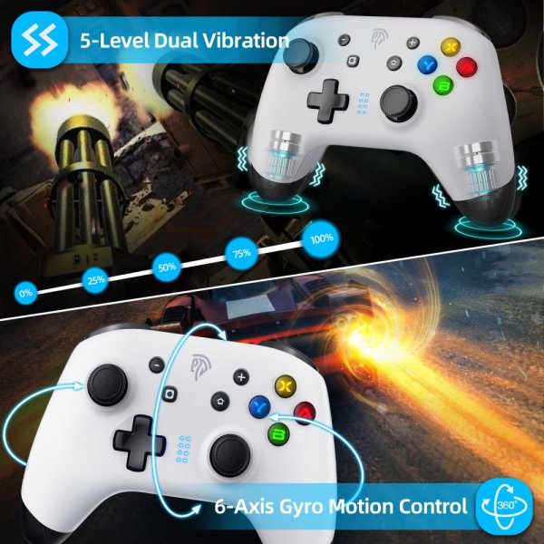 EasySMX Bayard 9124 Switch/Android/PC Programmable Wireless Gamepad Hvit