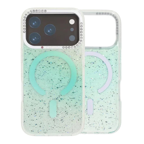 iPhone 17 Pro Deksel Glitter Diamond MagSafe Grønn