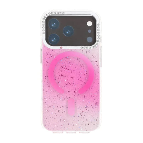 iPhone 17 Pro Deksel Glitter Diamond MagSafe Rosa