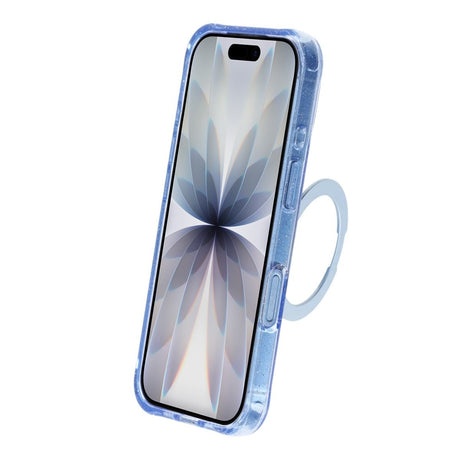 iPhone 17 Deksel med glitter og stativ, MagSafe, Blå