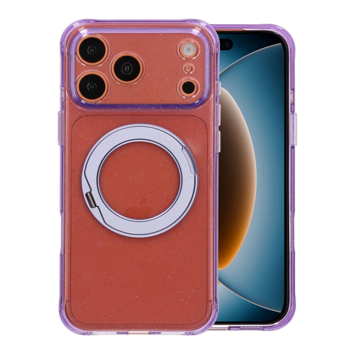 iPhone 17 Pro Max/iPhone 18 Pro Max Deksel Glitter Stativ MagSafe Lilla