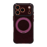 iPhone 17 Pro Max/iPhone 18 Pro Max Deksel Glitter Stativ MagSafe Mørkerød