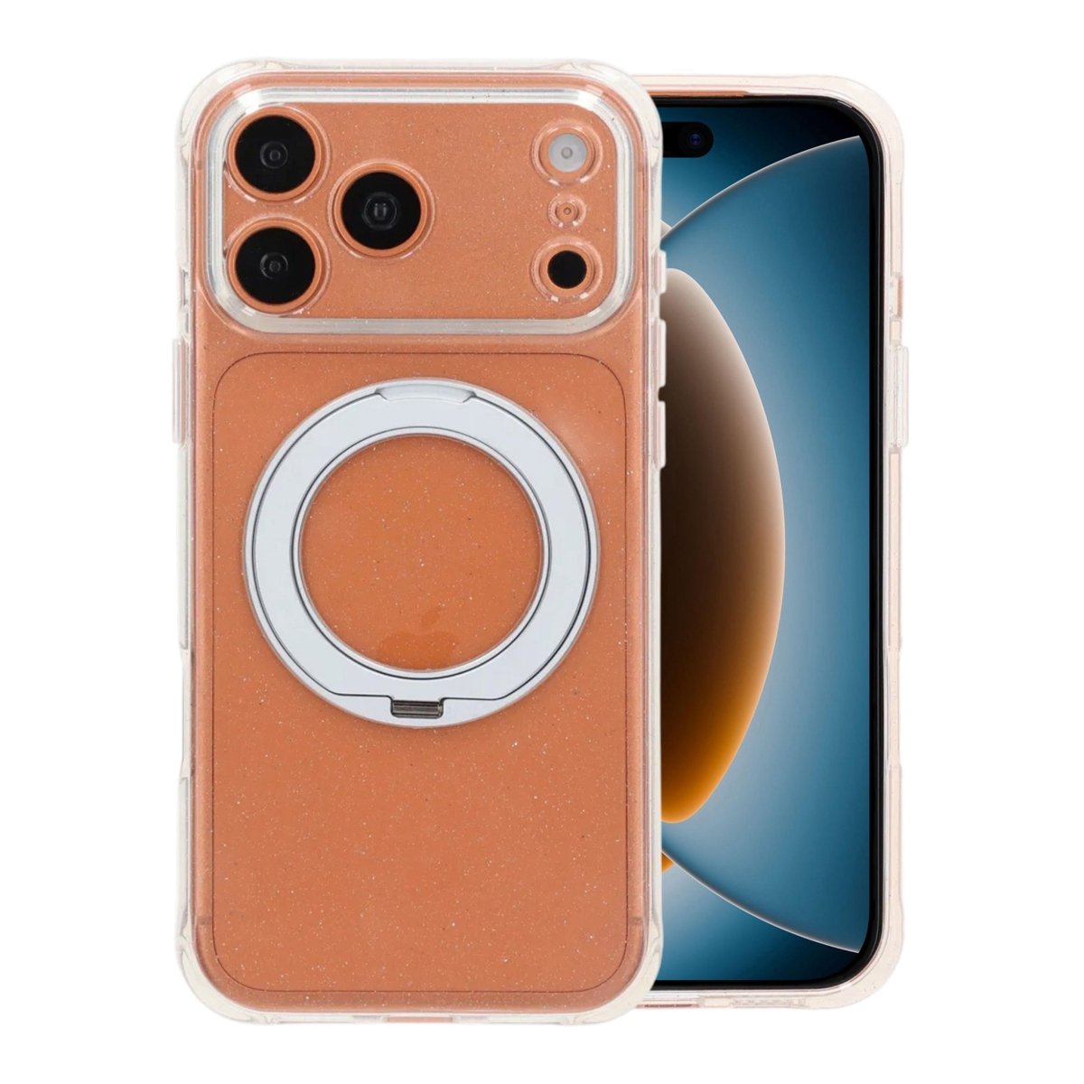 iPhone 17 Pro/iPhone 18 Pro Deksel Glitter Stativ MagSafe Hvit