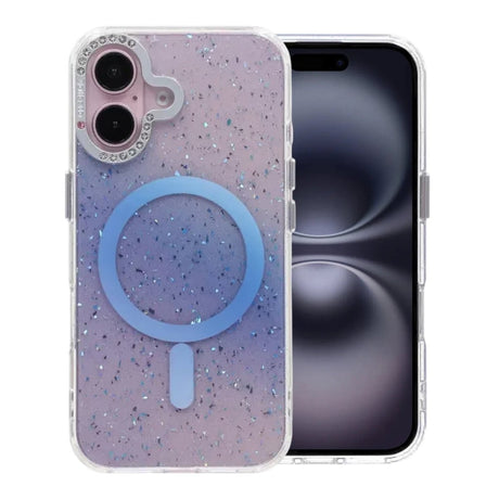 iPhone 16 Deksel Glitter Diamond MagSafe Blå