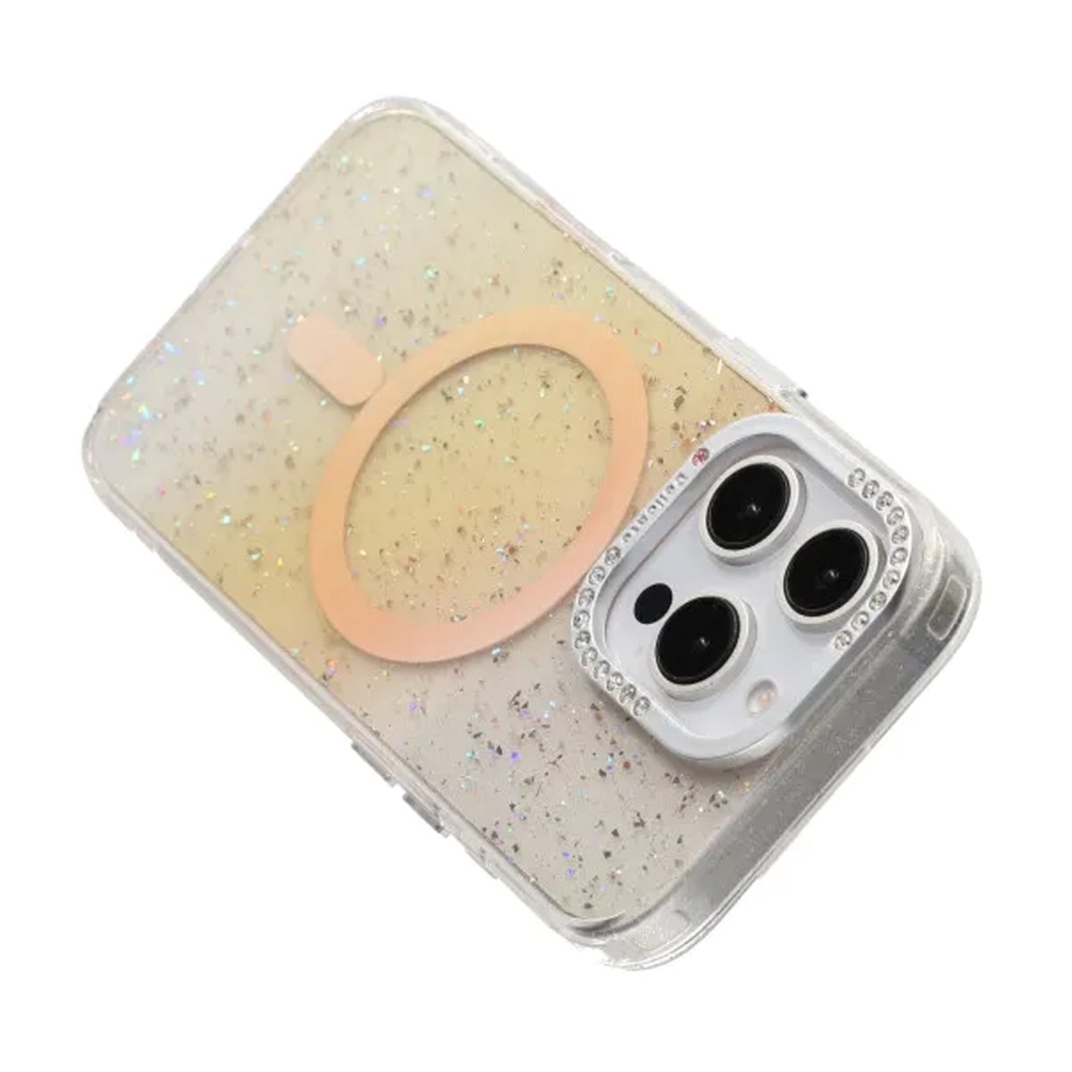iPhone 16 Pro Deksel Glitter Diamond MagSafe Gull