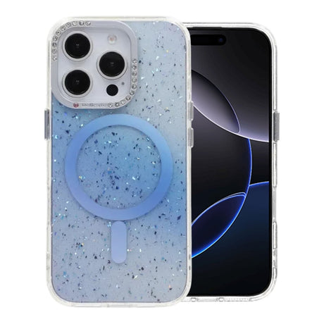 iPhone 16 Pro Max Deksel Glitter Diamond MagSafe Blå